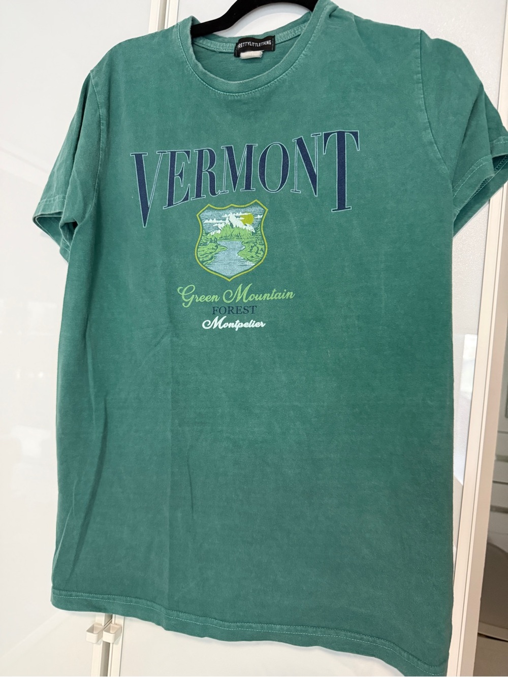 PrettyLittleThing Green Vermont Graphic Tee